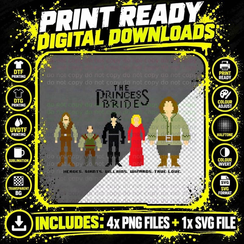 The Princess Bride 8 Bit, Sports Fan T-Shirt Png SVG Digital Bundle