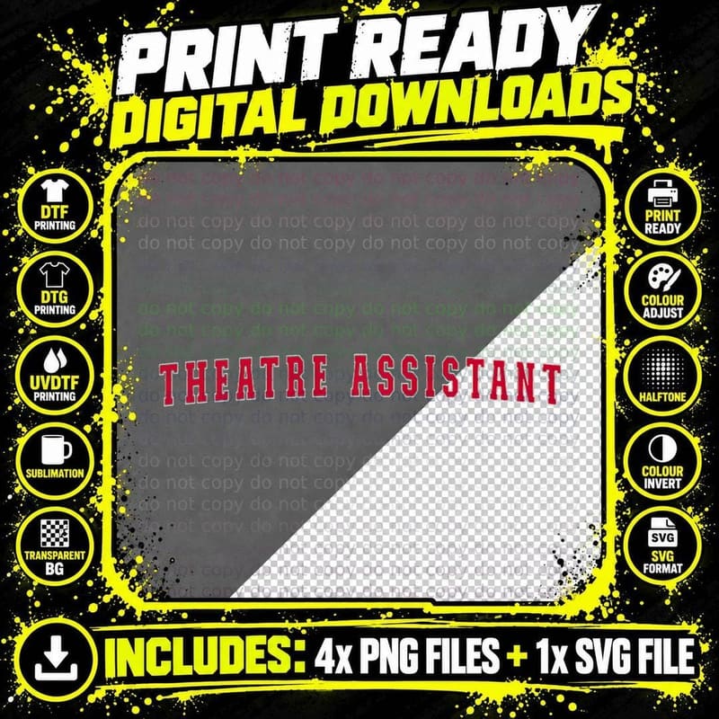 Theatre Assistant, Sports Fan T-Shirt Png SVG Digital Bundle