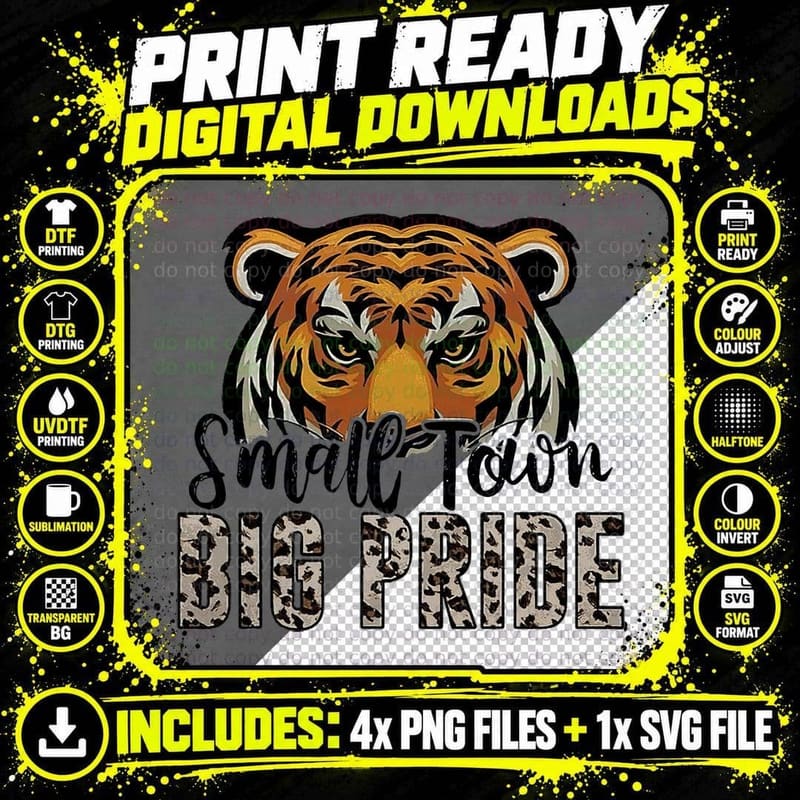 Tigers School Sports Fan Team Spirit Football Leopard Png SVG Digital Bundle