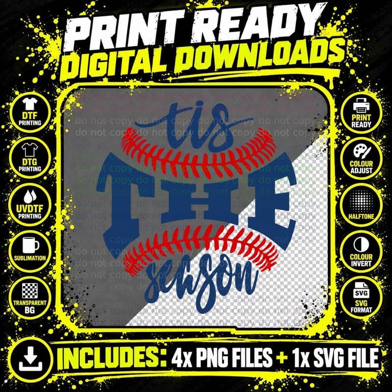 Tis the Season Baseball Softball Lovers T-Shirt Png SVG Digital Bundle
