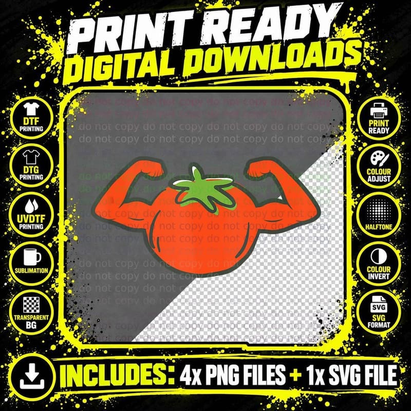 Tomato Fruit Powerlifting Weightlifting Gym Fitness Png SVG Digital Bundle
