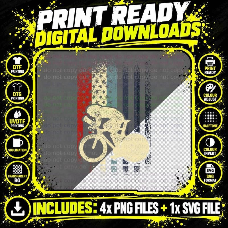 Track Cycling Velodrome - US Flag Bicycle Racing Sport Png SVG Digital Bundle