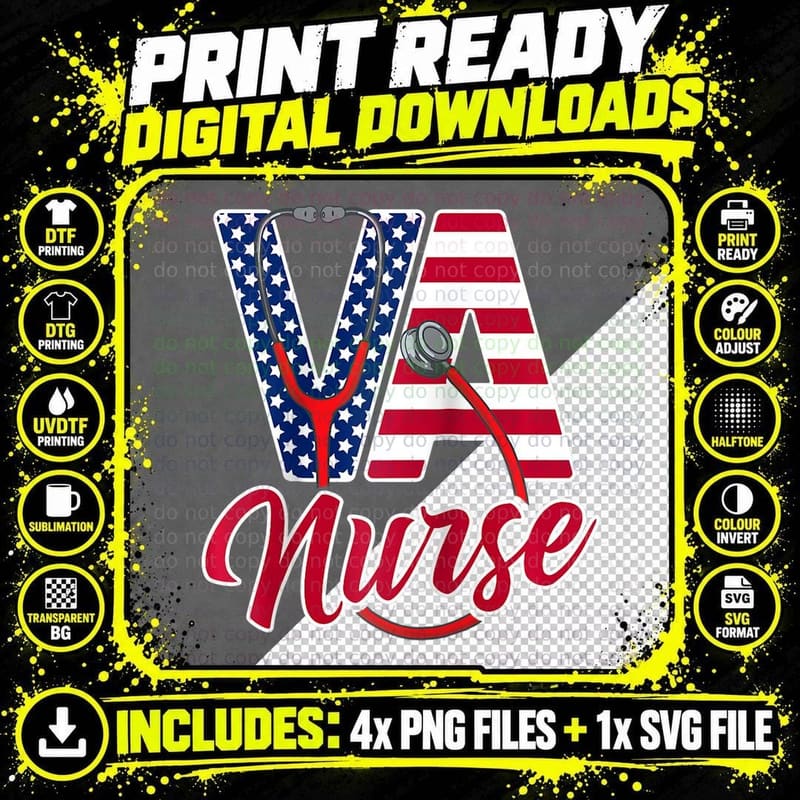 VA Nurse Apparel - VA Nurse Squad, Medical Professional Png SVG Digital Bundle