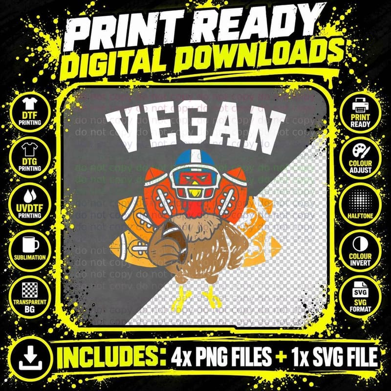 Vegan - Gobble, Wobble and Football Png SVG Digital Bundle