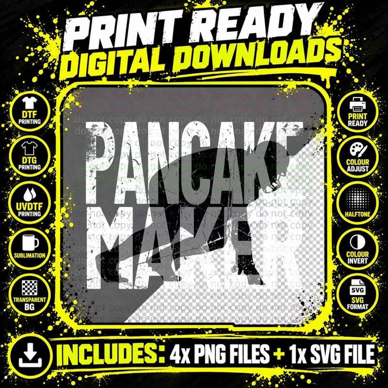 Vintage Football Player Meme Lineman Pancake Maker Png SVG Digital Bundle