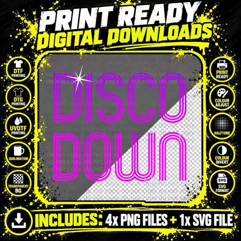 Vintage Retro Disco Down 70s 80s Family Party Dance Png SVG Digital Bundle