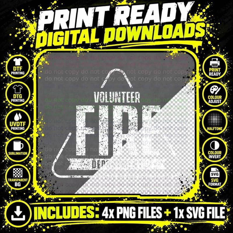 Volunteer Fire Department Voluntary Firefighter Fire Png SVG Digital Bundle