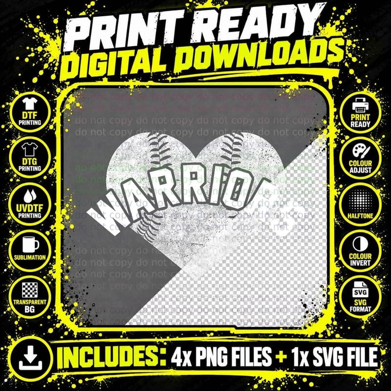 Warriors Baseball Softball High School Team Mascot Mom Png SVG Digital Bundle