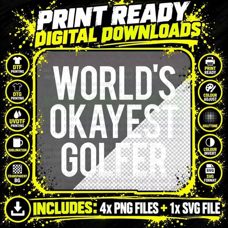 Worlds Okayest Golfer Cool Retirement Golfing Funny Golf Png SVG Digital Bundle
