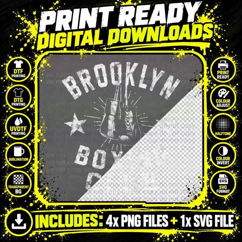 Brooklyn Boxing Club - Vintage Distressed Boxing Png SVG Digital Bundle
