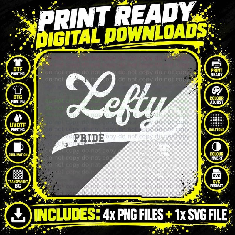 Lefty Left Handed Baseball Softball Proud Woman Men Png SVG Digital Bundle