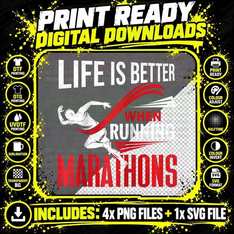 Marathon Shirt Funny Life Is So Much Better With Png SVG Digital Bundle