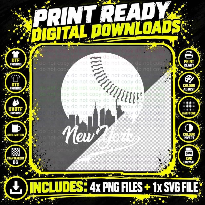 New York City Skyline Baseball Lover T-Shirt Png SVG Digital Bundle