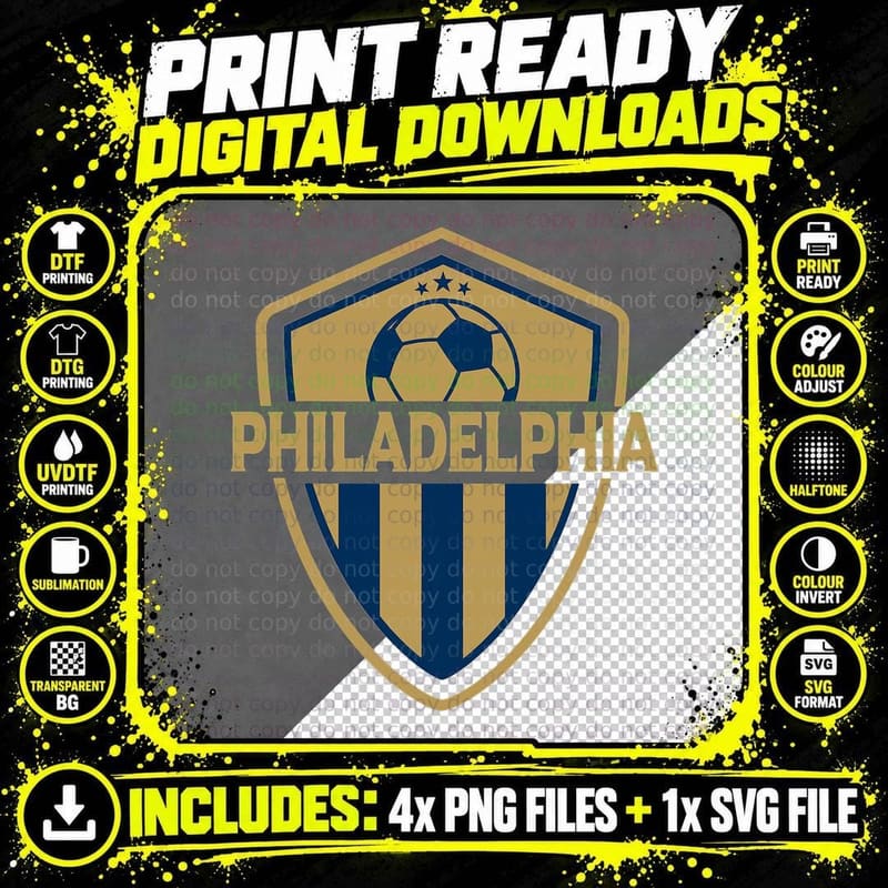Philadelphia Soccer Jersey Original Fan Badge Design Png SVG Digital Bundle