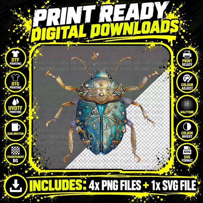 Vintage Beetles Bugs Insect Cute Beetles Bug Catcher Png SVG Digital Bundle