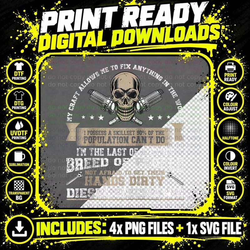 Vintage Mechanic Diesel Mechanic, Vintage Retro T-Shirt Png SVG Digital Bundle