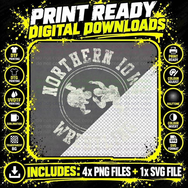 Vintage Northern Iowa Wrestling Logo Shirt T-Shirt Png SVG Digital Bundle