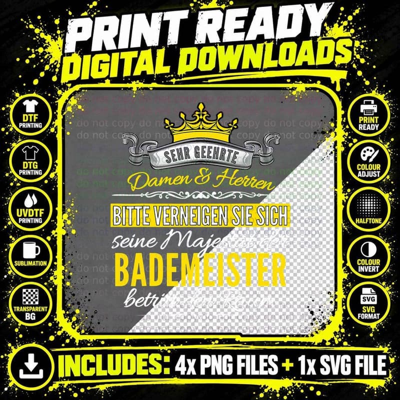 Bademeister Majesty Swimming Pool Lifeguard Slogan Png SVG Digital Bundle