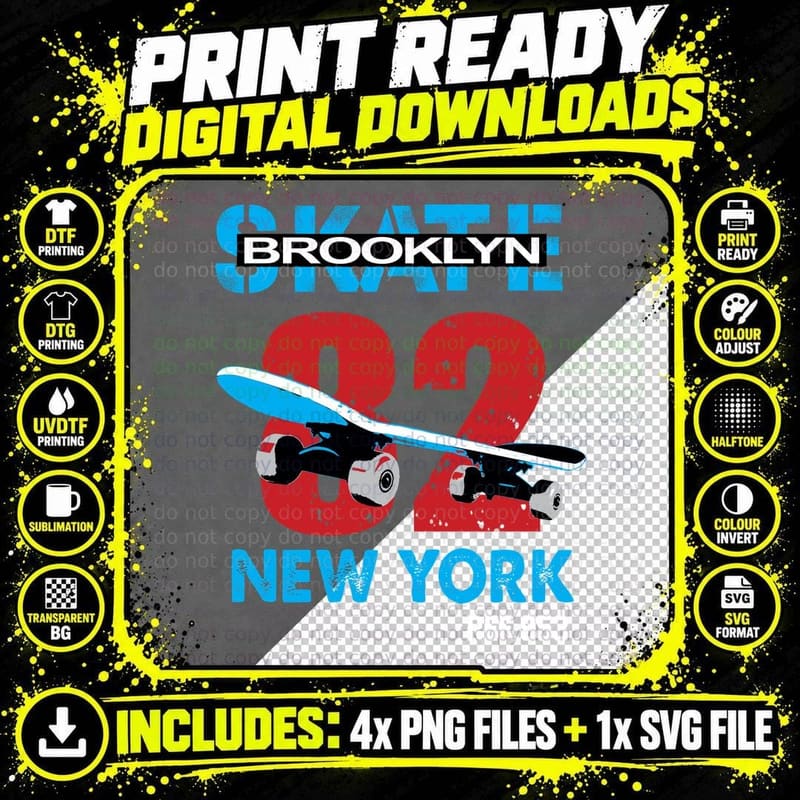 Brooklyn 92 New York Ref.953 Skateboard Number Graphic Png SVG Digital Bundle