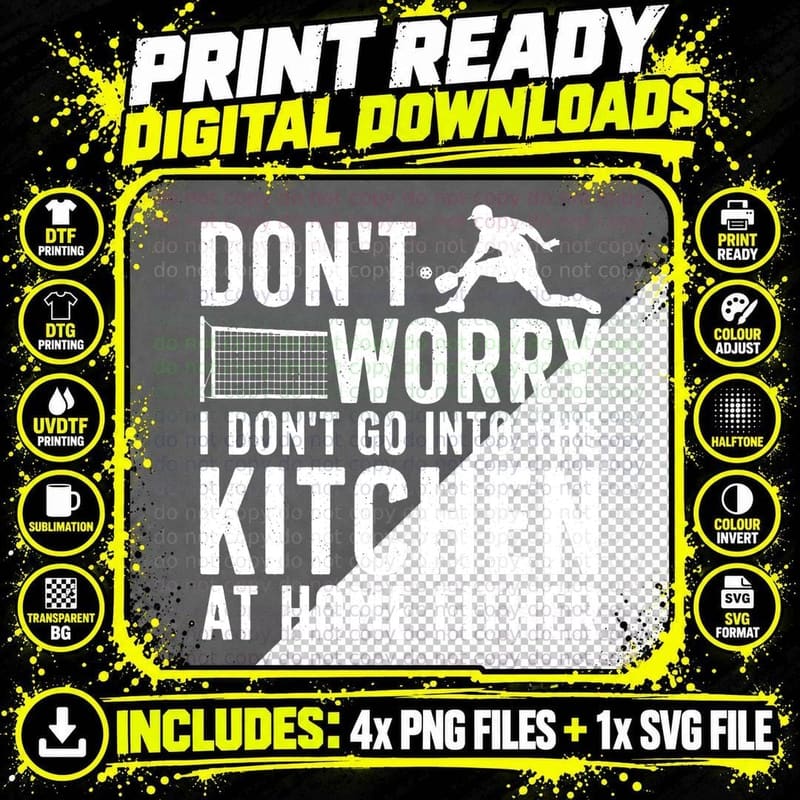 Cool Pickleball Art for Men Women Kitchen Pickle Ball Png SVG Digital Bundle