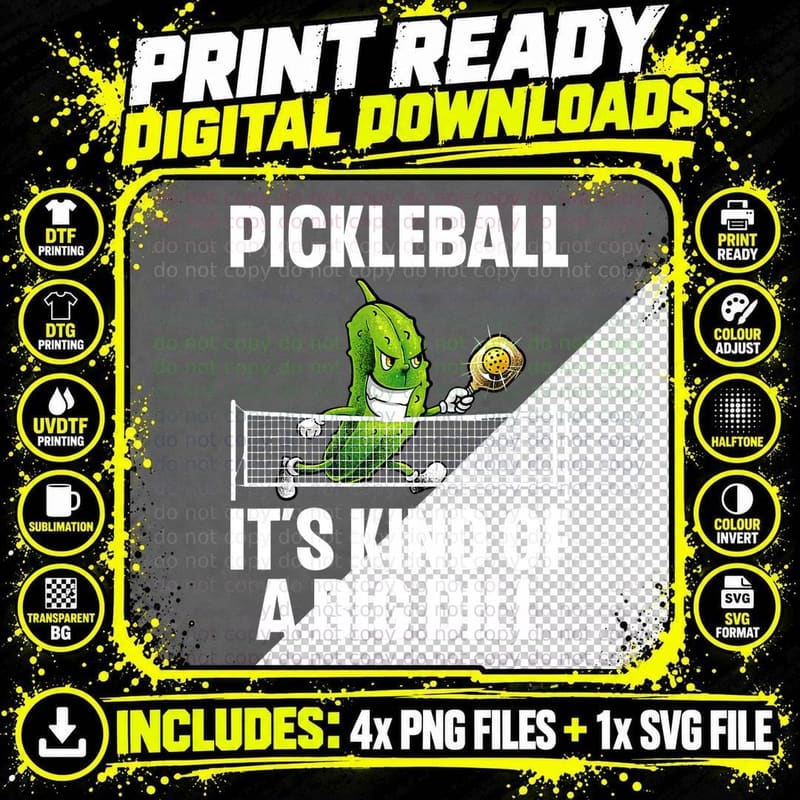 Cool Pickleball for Men Women Pickle Ball Player Big Png SVG Digital Bundle
