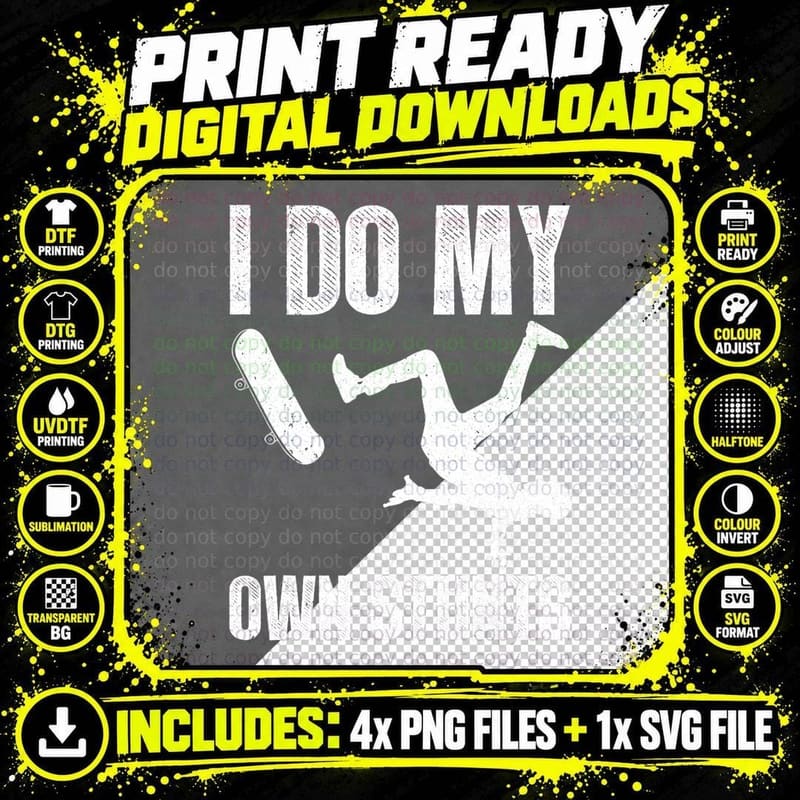 Cool Skateboarder Art for Men Women Skateboarding Png SVG Digital Bundle