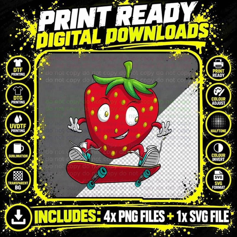 Cute Strawberry for Men Women Farm Fruit Lover Png SVG Digital Bundle