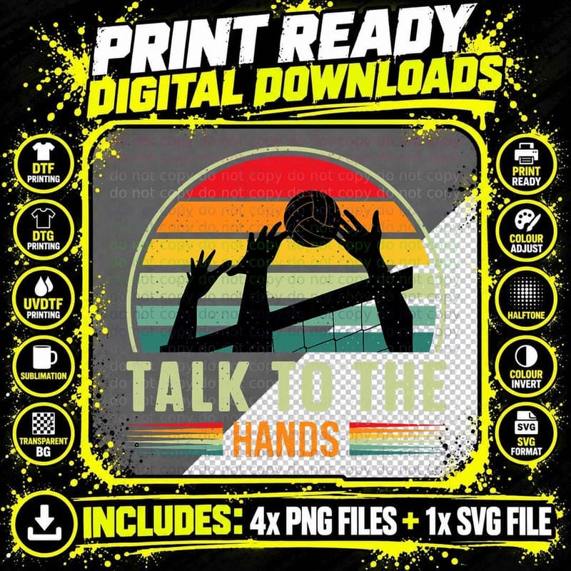 Fun Volleyball Shirt Talk to the Hands Middle Blocker Png SVG Digital Bundle