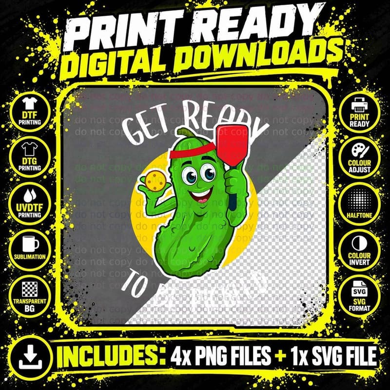 Get Ready to Be Pickled Pickle Pickleball T-Shirt Png SVG Digital Bundle