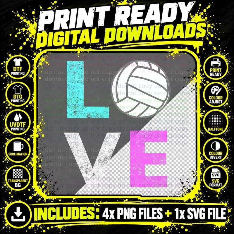 Girls Love Volleyball T-Shirt, Fun Sports Design Png SVG Digital Bundle