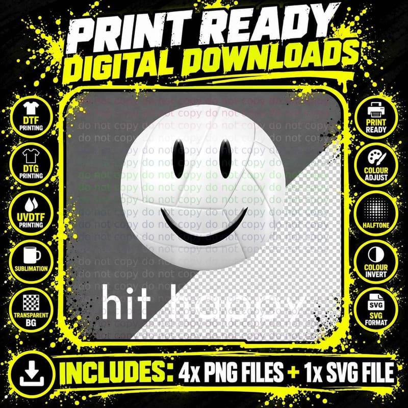 Hit Happy Volleyball T-Shirt Png SVG Digital Bundle