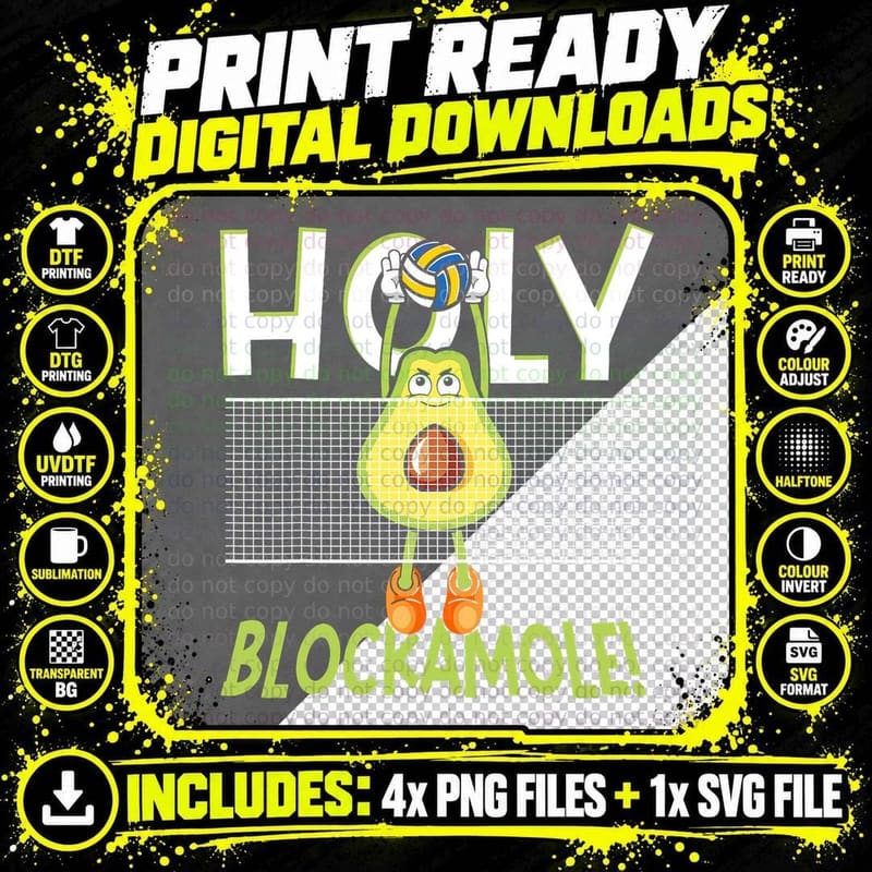 Holy Blockamole Holy Guacamole Player Blocker Volleyball Png SVG Digital Bundle