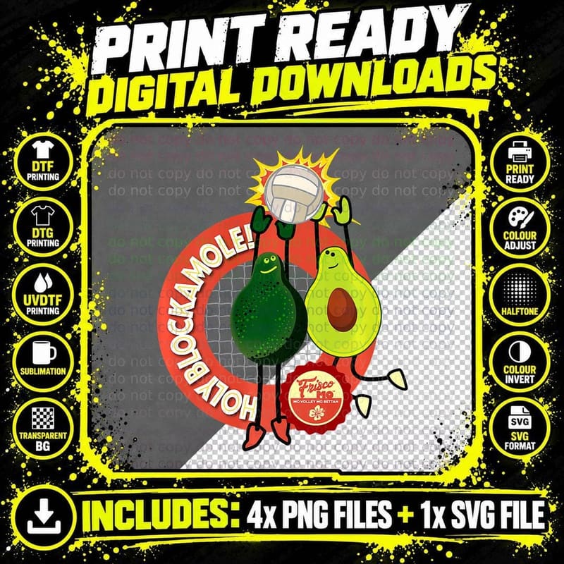 Holy Blockamole! Volleyball T-Shirt Png SVG Digital Bundle