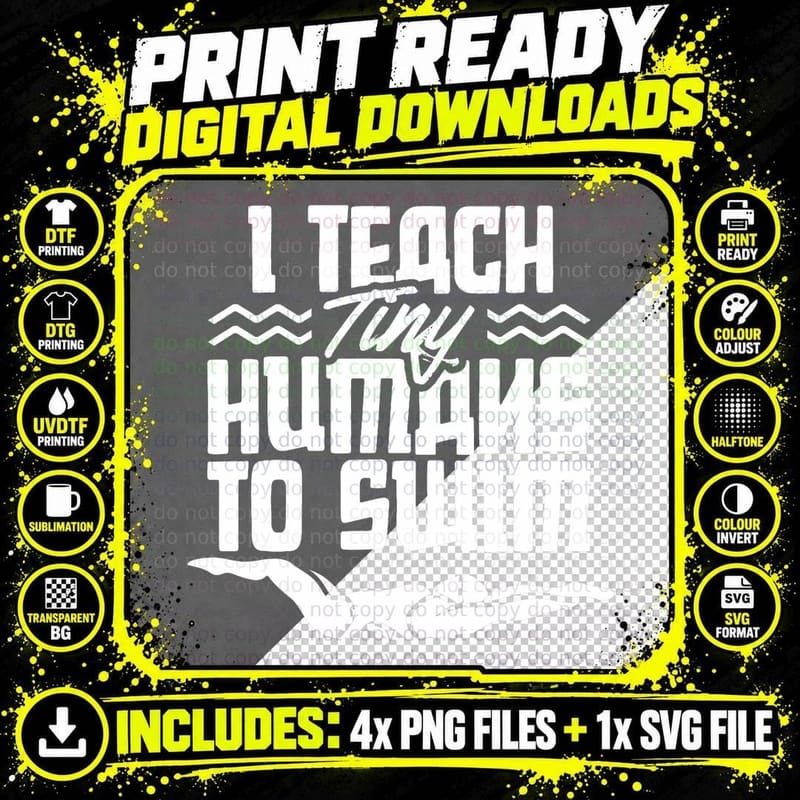 I Teach Tiny Humans to Swim Coach Swimming Instructor Png SVG Digital Bundle