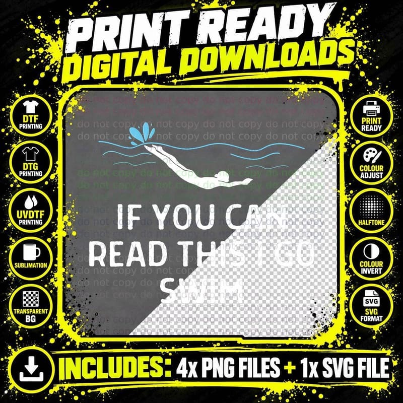 If You Can Read This I'm Swimming Outfit Men Women Png SVG Digital Bundle