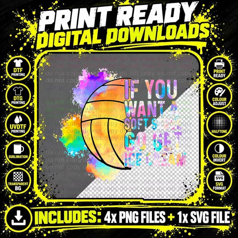 If You Want a Soft Serve Go Ge Icecream Volleyball Girl Png SVG Digital Bundle