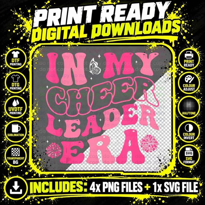 In My Cheerleader Era Cheer Coach Cheerleading Women Png SVG Digital Bundle