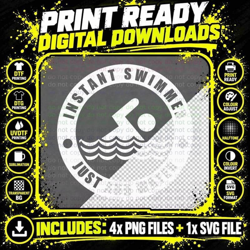 Instant Swimmer Just Add Water T-Shirt Png SVG Digital Bundle
