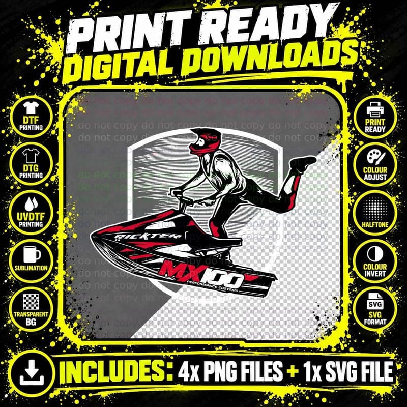 Jet Ski Water Sports Rider Personal Watercraft Theme Png SVG Digital Bundle