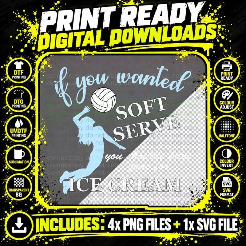 Libero If You Wanted Soft Serve Ice Cream Volleyball Png SVG Digital Bundle