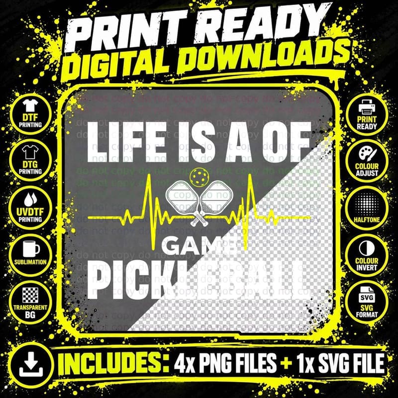 Life Is a Game of Pickleball T-Shirt Png SVG Digital Bundle
