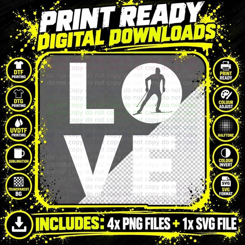 Love Cross-Country Skiing Wintersports Ski Skier Running Png SVG Digital Bundle