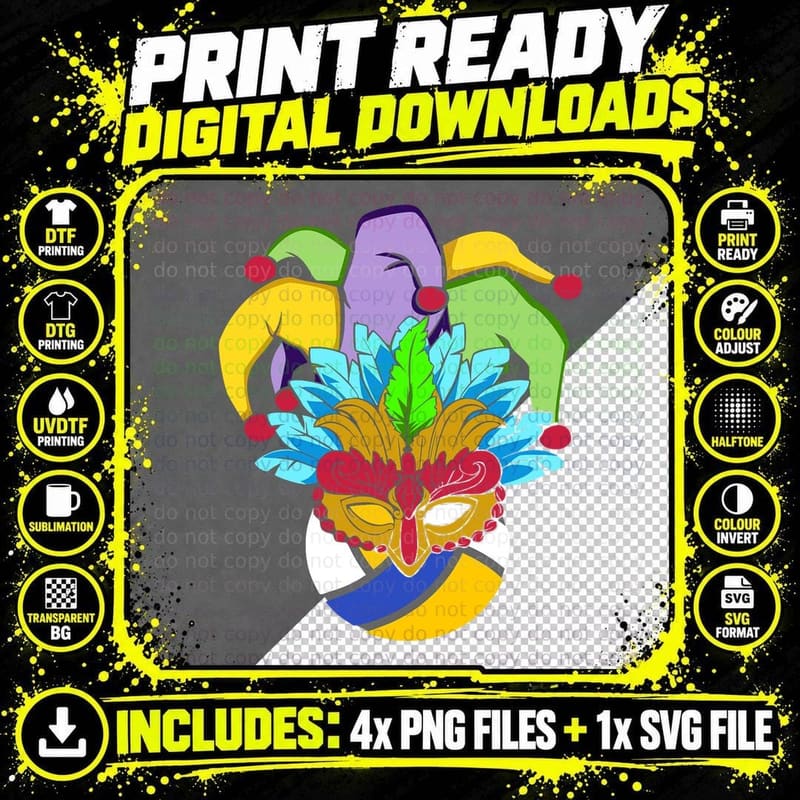 Mardi Gras Volleyball Cool Carnival Parade Masquerade Png SVG Digital Bundle