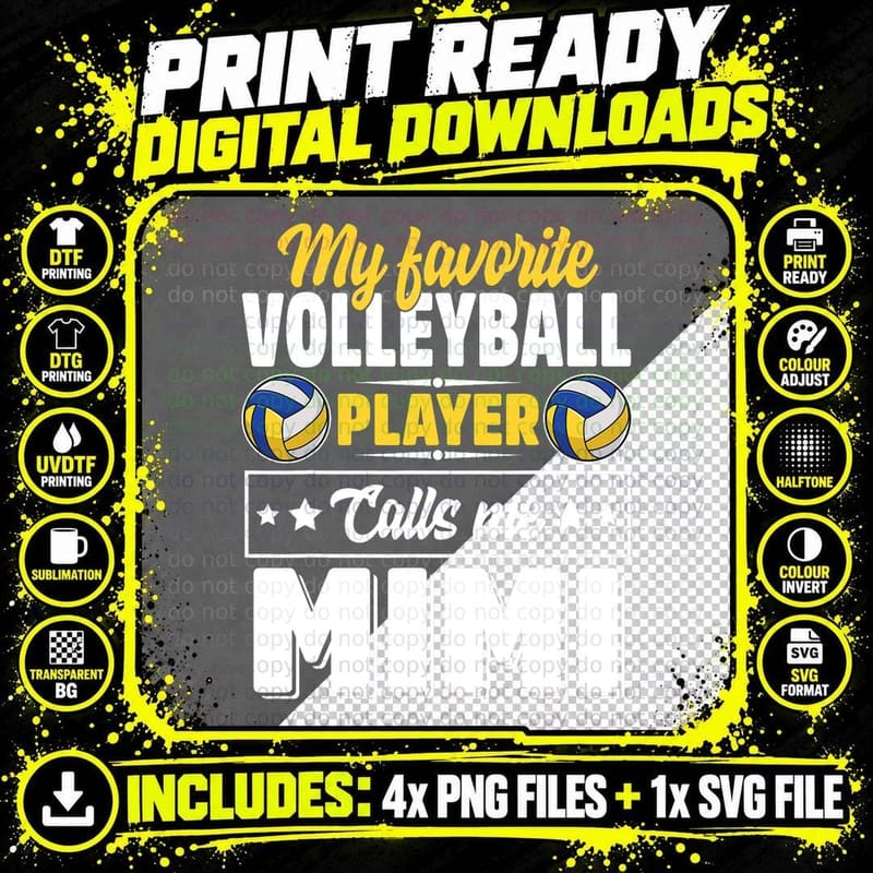 My Favorite Volleyball Player Calls Me Mimi Mother's Day Png SVG Digital Bundle