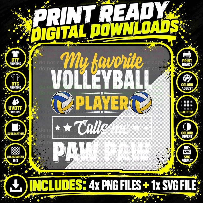 My Favorite Volleyball Player Calls Me Pawpaw Cute Png SVG Digital Bundle