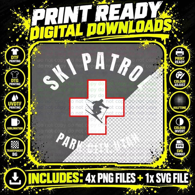 Park City Utah Ski Patrol T-Shirt Png SVG Digital Bundle