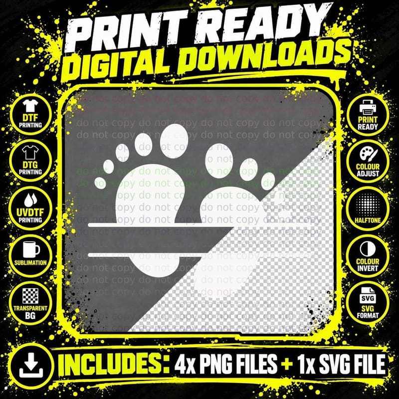 Paw Prints on a Skateboard T-Shirt, Trendy Graphic Tee Png SVG Digital Bundle
