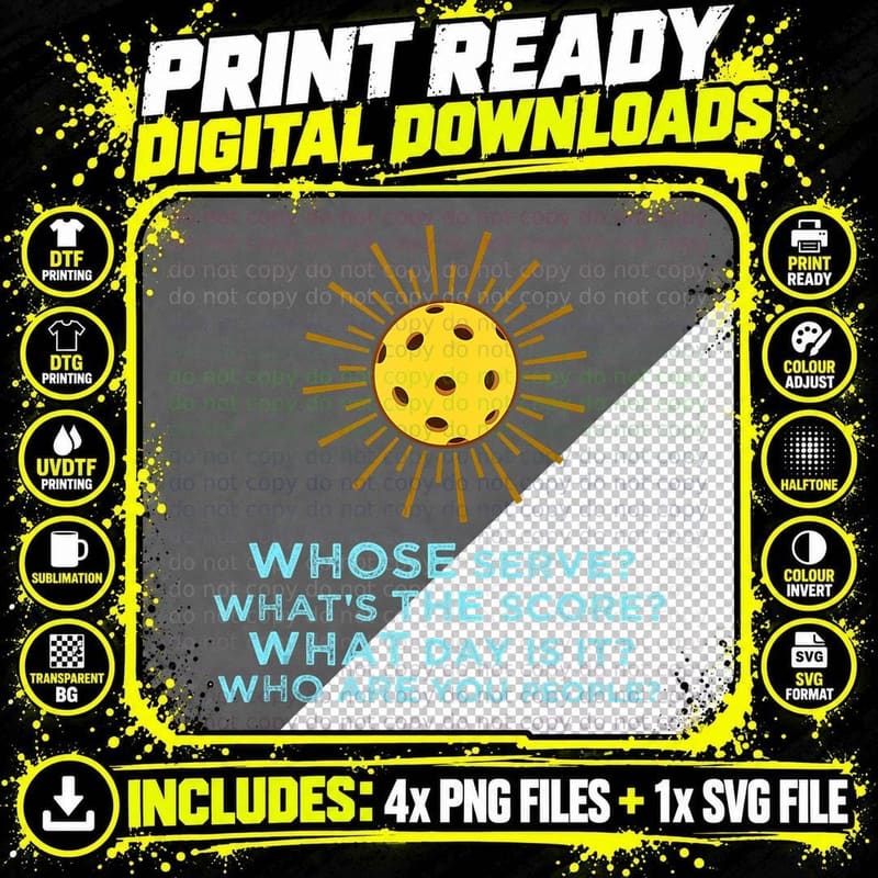 Pickleball Gift Pickle Ball Player What's the Score Png SVG Digital Bundle
