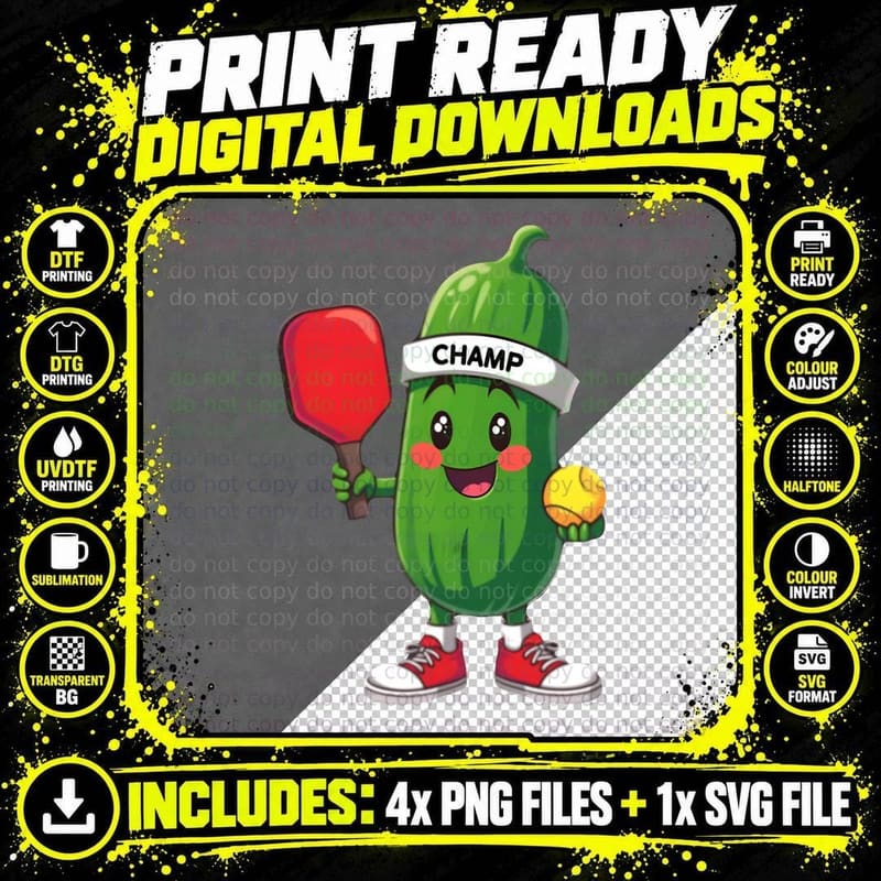Pickleball Player with Paddle T-Shirt Png SVG Digital Bundle