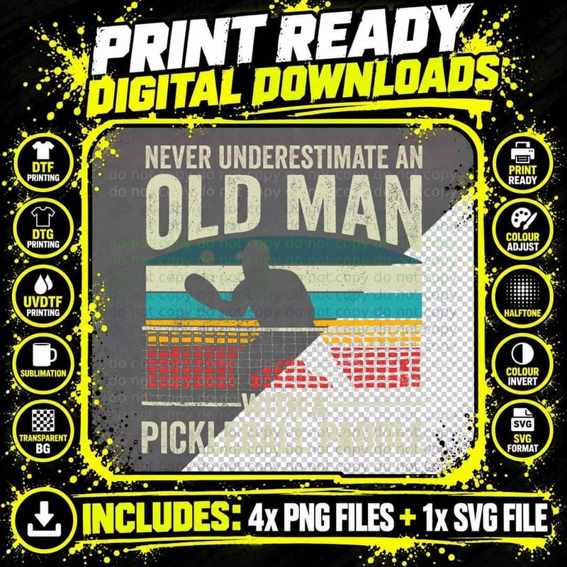 Pickleball Shirt for Men Women Paddle Pickle Ball Player Png SVG Digital Bundle